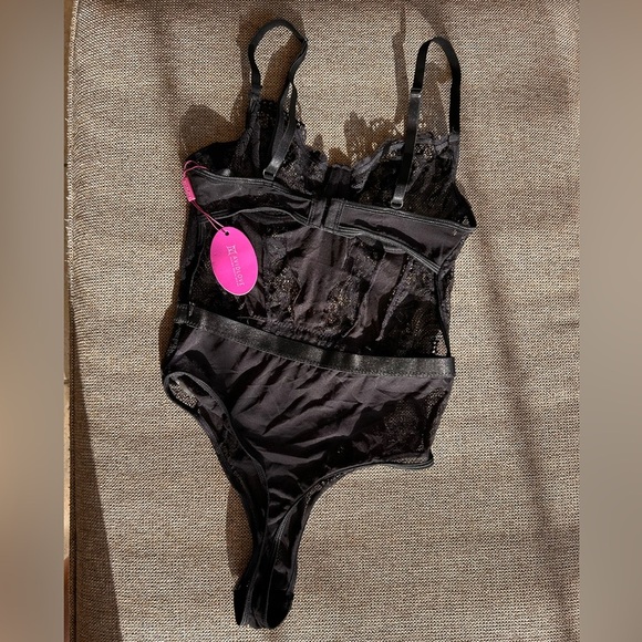NWT Black lace mesh transparent one piece lingerie - Picture 3 of 5
